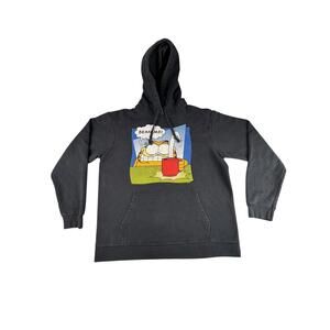 Garfield Bean Me Cartoon Black Pullover Sweatshirt Hoodie Size Medium Coffee